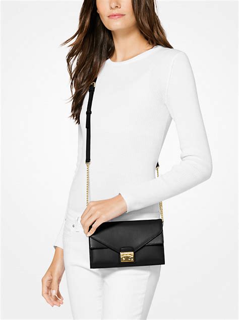 michael michael kors sloan leather chain wallet|leather Michael Kors Wallet women.